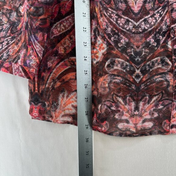 Soft Surroundings Top Sz M Tasha Sheer Tunic Tapestry Floral Paisley Burgundy - Picture 10 of 10